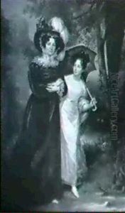 La Baronne De Coussay Et Sa Fille, La Future Marquise De La Rochejaquelein by Jean-Hilaire Belloc
