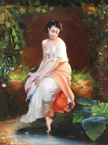 Untitled (lady Seated By A Pond) by Andrei Franzowitsch Belloli