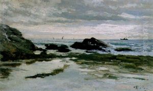 Vessels Off A Rocky Coastline