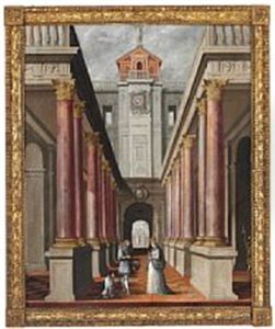 Palace Exterior With An Elegant Couple Palace Exterior With An Elegant Couple