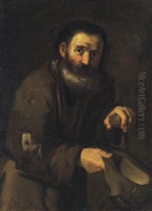 Ritratto Di Un Mendicante Che Si Appoggia Ad Una Cruccia