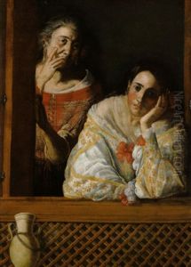 Due Donne Alla Finestra by Pietro Bellotti