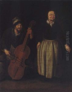 A Man Playing A Cello With A Lady Dancing A Man Playing A Cello With A Lady Dancing