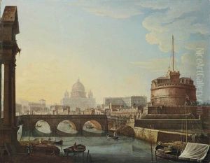 Vue Du Pont Saint-ange, Du Chateau Saint-ange Et De La Basilique Saint-pierre thumbnail