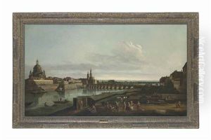 Dresden From The Right Bank Of The Elbe Above The Augustus Bridge