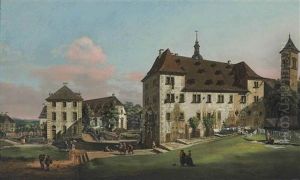 The Courtyard Of The Fortress Of Konigstein With The Magdalenenburg by Bernardo Bellotto