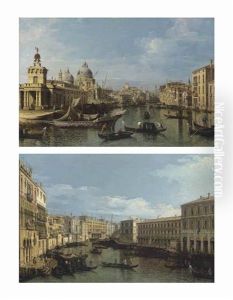Venice: The Entrance To The Grand Canal; And The Grand Canal From The Ca' Da Mosto To The Fabbriche Nuove, With The Rialto Bridge by Bernardo Bellotto