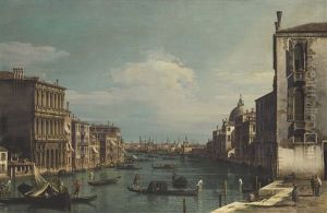 Venice, A View Of The Grand Canal Looking East From The Campo Di San Vio, To The Left The Palazzo Correr by Bernardo Bellotto
