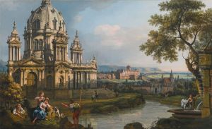A Capriccio River Landscape With A Church To The Left