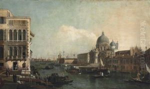 A View Of The Grand Canal, Venice, With Santa Maria Della Salute And The Punta Della Dogana by Bernardo Bellotto