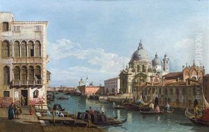 Der Canal Grande Nach Osten Mit Blick Auf Die Kirche Santa Maria Della Salute