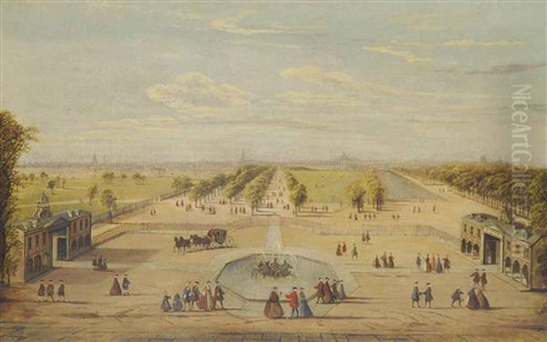 Figures In A Formal Garden (gardens Of The Schloss Hoff, Austria?) - view 1