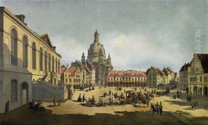 Der Neumarkt In Dresden Vom Judenhofe Aus