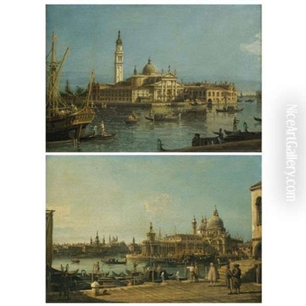 Venice, A View Of The Church Of San Giorgio Maggiore (+ Venice, A View Of The Entrance To The Grand Canal With The Church Of Santa Maria Della Salute; Pair) - view 1