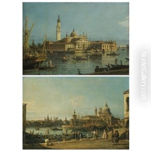 Venice, A View Of The Church Of San Giorgio Maggiore (+ Venice, A View Of The Entrance To The Grand Canal With The Church Of Santa Maria Della Salute; Pair) by Bernardo Bellotto