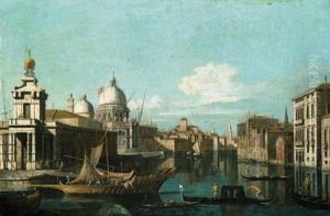 Veduta Del Canal Grande Con La Punta Della Dogana E La Chiesa Della Salute Sulla Sinistra by Bernardo Bellotto