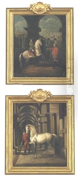 Colonel Konigsfels Teaching Josef Poniatowski To Ride (+ A Groom Of Stanislas Augustus With His Horse; Pair) - view 1