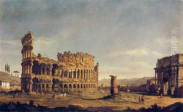 The Colosseum And The Arch Of Constantine, Rome, From The West - view 1