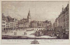 La Place Du Vieux Marche Et L'eglise De La Sainte Croix A Dresde