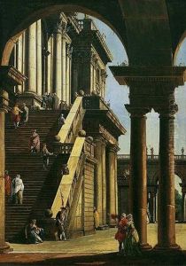A Capriccio Of The Palazzo Del Senatore, Rome by Bernardo Bellotto