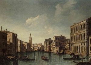 Venice, A View Of The Grand Canal Looking Northwest, From The Palazzo Corner Towards The Palazzo Contarini Dagli Scrigni by Bernardo Bellotto