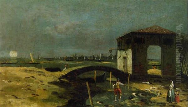 A Farmhouse By A Bridge On An Island In The Veneto At Dawn - view 1