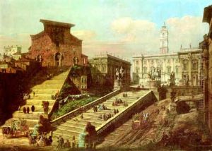 The Piazza Del Campidoglio And The Church Of S. Maria In Aracoeli, Rome The Piazza Del Campidoglio And The Church Of S. Maria In Aracoeli, Rome