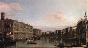 The Grand Canal, Looking North From The Fabbriche Nuove by Bernardo Bellotto