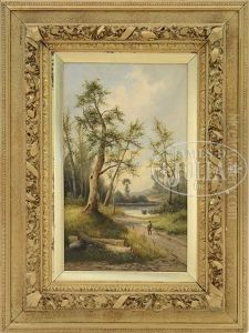 Fisherman Approaching A Small Pond by Albert Fitch Bellows