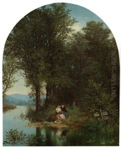Hidden Romance (+ Gathering Wood, Oil On Canvasboard; Pair) by Albert Fitch Bellows