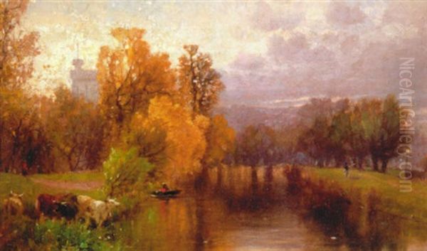 River Landscape With A Distant Town - view 1