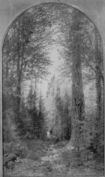 Figures On A Wooded Path - view 1