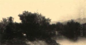 River Scene With Cattle And Logging Wagon River Scene With Cattle And Logging Wagon