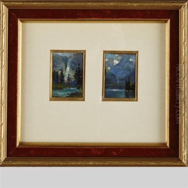Miniature Landscapes: Takaka Falls, Yoho Valley; Mount Fitzwilliam, Yellowhead Pass, B.c. (2 Works In 1 Frame) - view 1