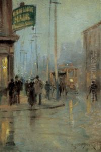 Street Scene With Trolley Car by Frederic Marlett Bell-Smith