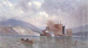 Untitled - Tugboat Nearing The Harbour by Frederic Marlett Bell-Smith