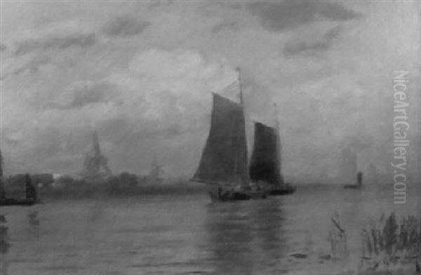 Dutch Sailboats On A River - view 1