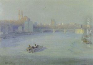 Barges On A Sunlit River Barges On A Sunlit River