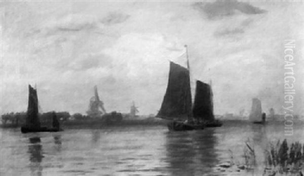 Dutch Sailboats On A River - view 1