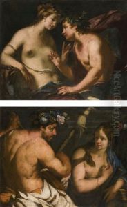 Bacchus And Ariadne; Hercules And Omphale by Antonio Bellucci