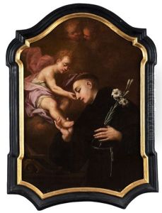 Der Heilige Antonius Von Padua In Anbetung Des Jesuskindes