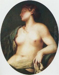 A Female Nude, Partly Draped With A Blue, Ermine-lined Mantle