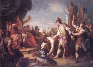 A Soldier Surrendering His Arms Before A King by Antonio Bellucci