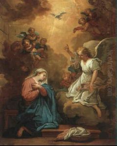Madonna Omgivet Af Engleborn by Antonio Bellucci
