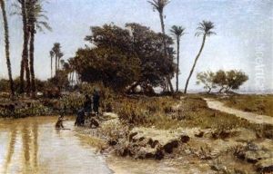 Les Lavandieres De Gizeh by Leon-Auguste-Adolphe Belly