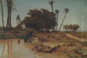 Ile De Gizeh, Le Caire, Femmes Se Baignant