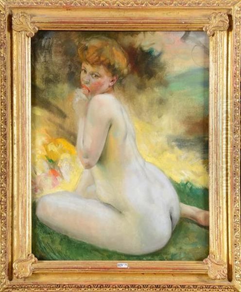 Femme Nue Assise Dans Un Pre - view 1