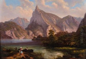 Fischerboot Am Traunsee Mit Blick Auf Traunkirchen Und Den Traunstein by Frantisek Belopotocky