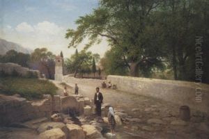 Chechen Village Scene by Fedor Vasilevich Belousov