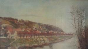 Village Au Bord De La Riviere by Georgette Agutte
